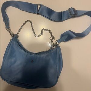 Peta + Jain Blue Crossbody Bag with Chain and Wide Strap